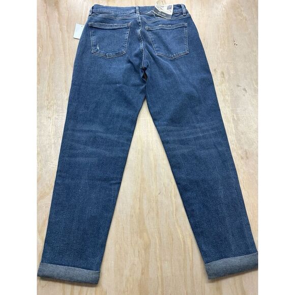 DL1961 Jeans Riley Boyfriend 26 Dark Wash Straight Distressed Fit Cuff Hem NWTs - Picture 3 of 4